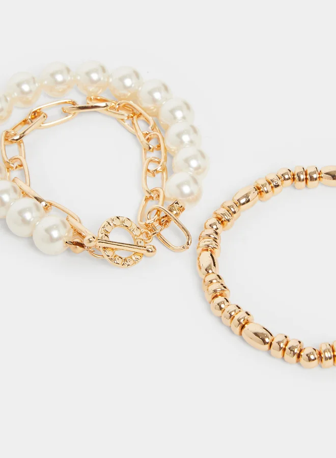 Styli Set of 4 - Gold Beaded Bracelet